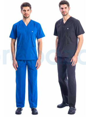 14017 V Yaka Kısa Kol Takım Cerrahi Model Scrubs Erkek - 1