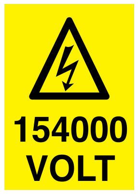 154000 Volt İş Güvenliği Levhası - Tabelası - 1