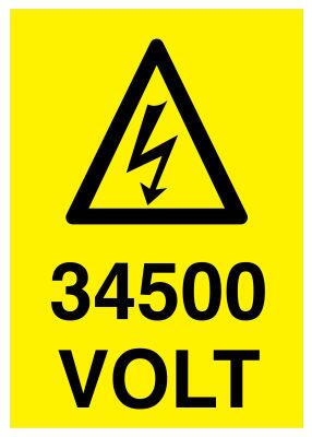 34500 Volt İş Güvenliği Levhası - Tabelası - 1