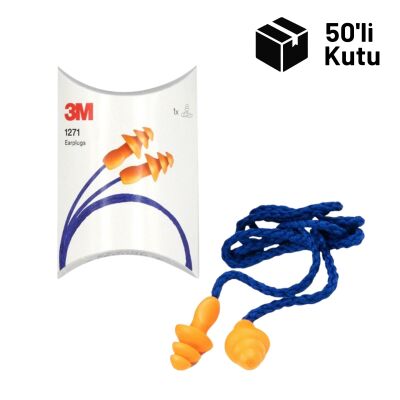 3M 1271 Yıkanabilir Kordonlu Kulak Tıkacı 50’li Paket - 1