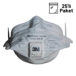 3M 9162V Vflex FFP2 Ventilli Toz ve Sis Maskesi 25li Paket - 1