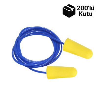 3M ES-01-005 E.A.R Soft Neon Sarı Kordonlu Kulak Tıkacı 200lü Kutu - 1
