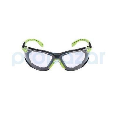 3M Solus S1201SGAFKT Yeşil Siyah Çerçeveli Şeffaf Lens İş Gözlüğü KN - 2