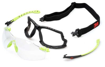 3M Solus S1201SGAFKT Yeşil Siyah Çerçeveli Şeffaf Lens İş Gözlüğü KN - 1