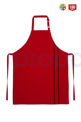 6111 Boydan Askılı Mutfak Aşçı Önlüğü Ayar Tokalı Kırmızı Siyah - 1