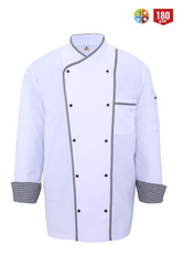 Myform Myform 7102 Erkek Aşçı Ceketi Hakim Kruvaze Yaka Beyaz Pötikare - Myform İş Kıyafetleri