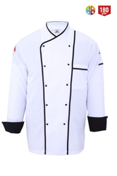 Myform Myform 7102 Erkek Aşçı Ceketi Hakim Kruvaze Yaka Beyaz Siyah - Myform İş Kıyafetleri