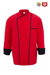 Myform Myform 7102 Erkek Aşçı Ceketi Hakim Kruvaze Yaka Kırmızı Siyah - Myform İş Kıyafetleri