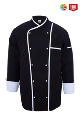 Myform Myform 7102 Erkek Aşçı Ceketi Hakim Kruvaze Yaka Siyah Beyaz - Myform İş Kıyafetleri