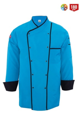 Myform 7102 Erkek Aşçı Ceketi Hakim Kruvaze Yaka Turkuaz Siyah - Myform İş Kıyafetleri