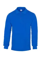 Myform 8107 Comfort Uzun Kol Polo Yaka Penye Pike T-Shirt Saks Mavi - Myform İş Kıyafetleri