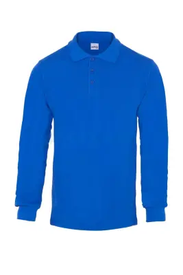 Myform 8107 Comfort Uzun Kol Polo Yaka Penye Pike T-Shirt Saks Mavi - 1