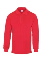 Myform 8107 Comfort Uzun Kol Polo Yaka Penye Pike T-Shirt Kırmızı - Myform İş Kıyafetleri