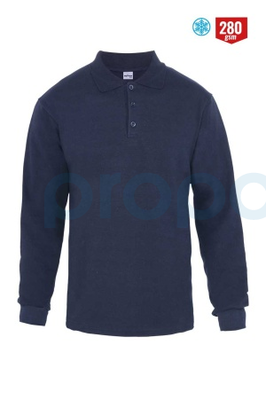 8112 Regular Polo Yaka 2 İplik Sweatshirt Lacivert - 1