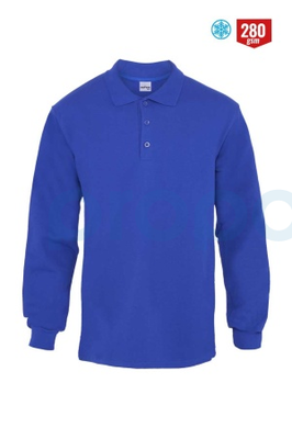 8112 Regular Polo Yaka 2 İplik Sweatshirt Saks Mavi - 1