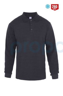 8112 Regular Polo Yaka 2 İplik Sweatshirt Siyah - 1