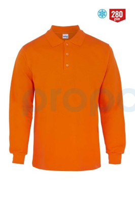 8112 Regular Polo Yaka 2 İplik Sweatshirt Turuncu - 1