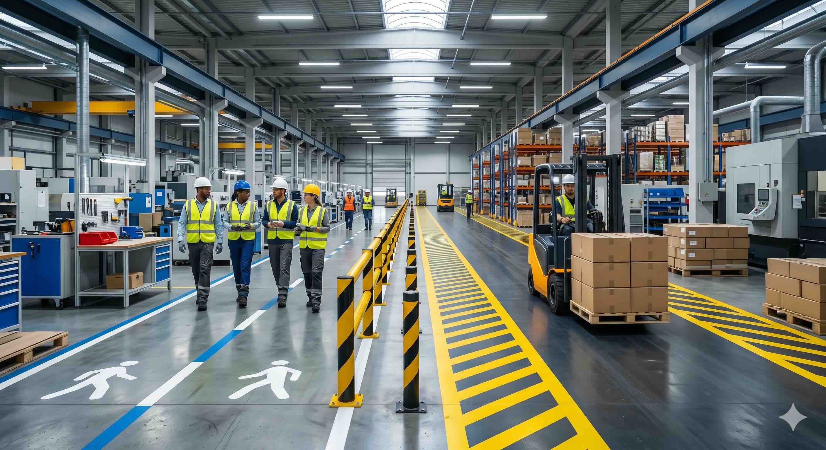 forklift yolu ve yaya yolu ayrımı zemin çizgisi