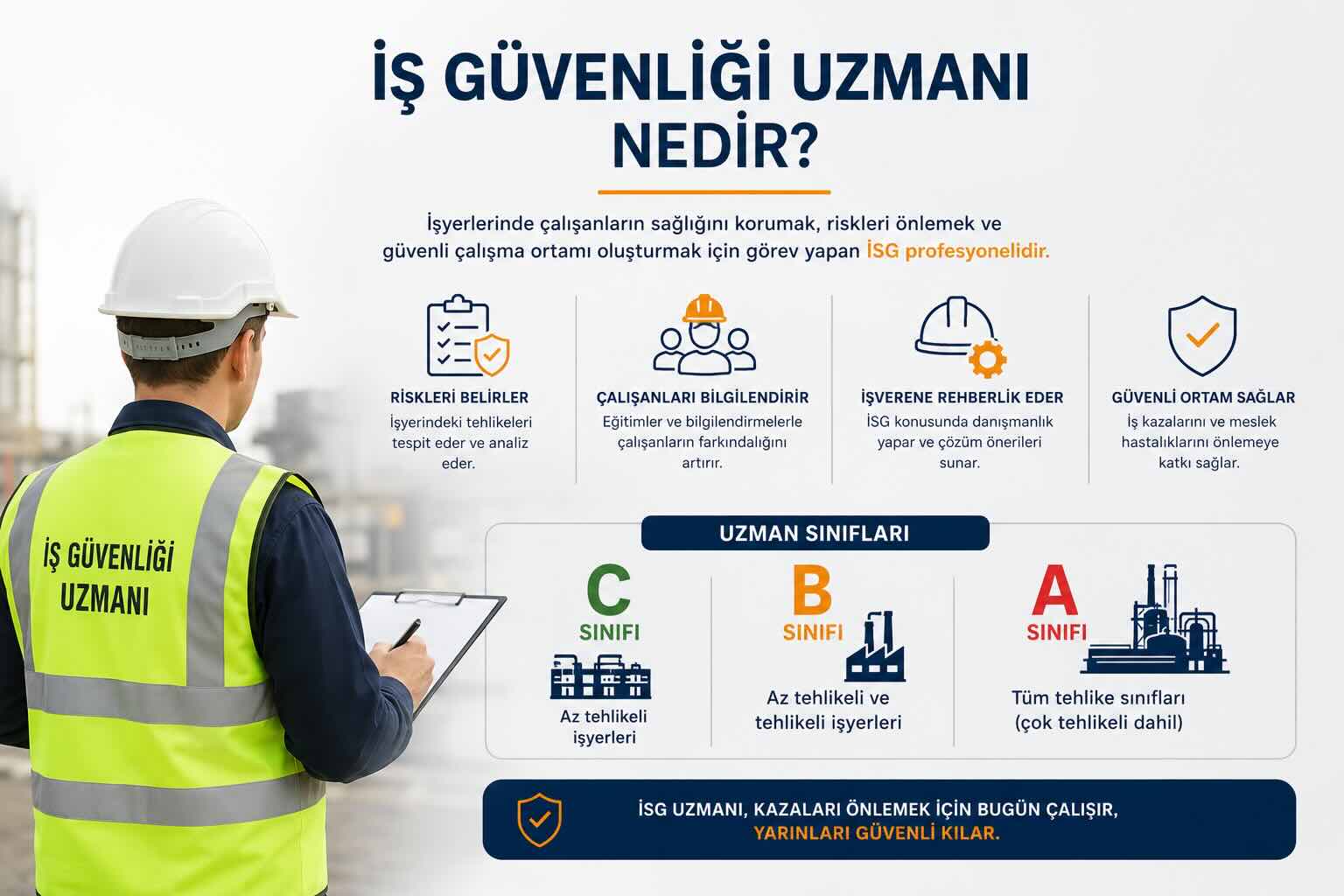 İş güvenliği uzmanı görevleri, A B C sınıfı iş güvenliği uzmanları ve iş güvenliği uzmanı nedir görseli