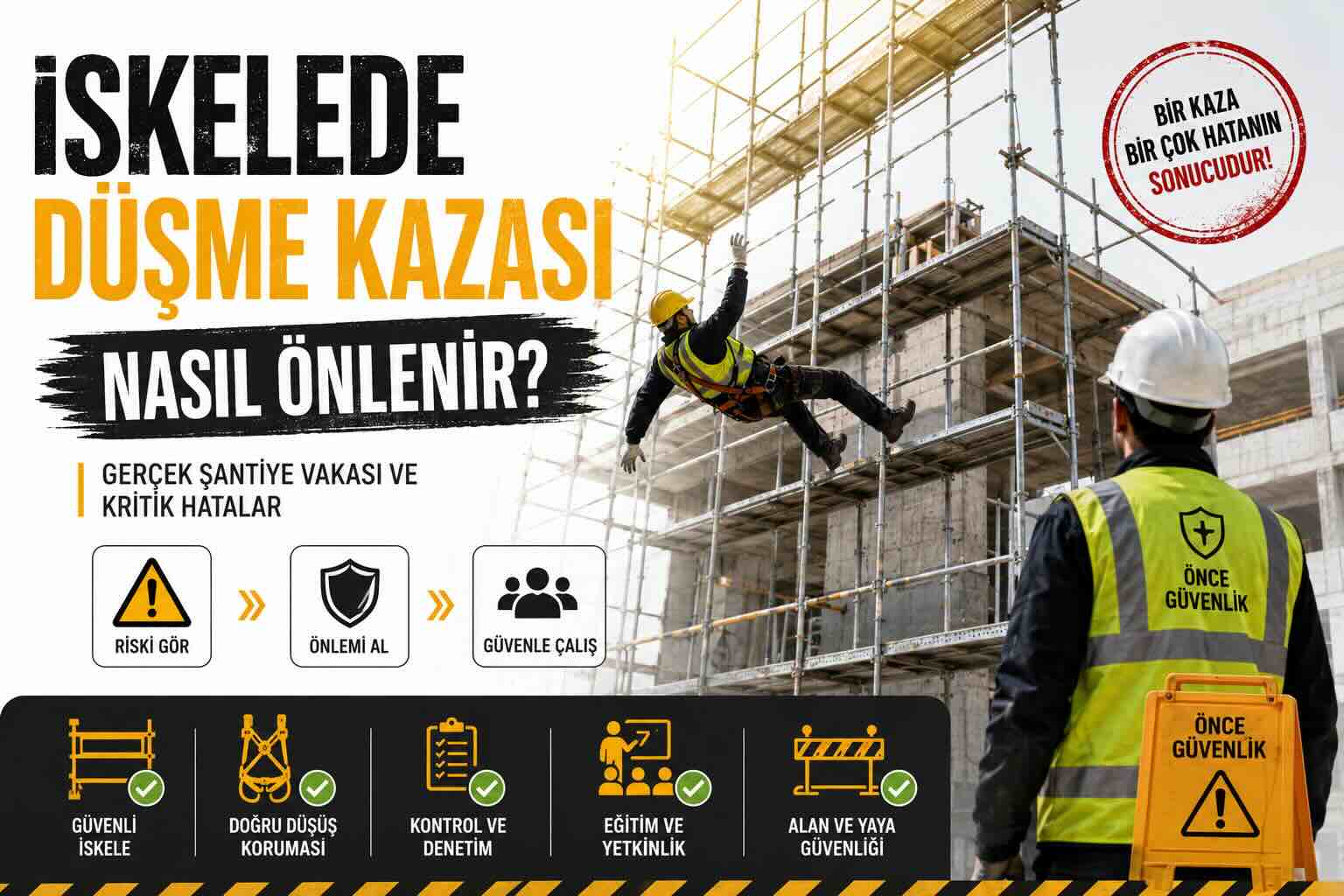 İskelede yüksekten düşme kazası vaka analizi ve yüksekte çalışma güvenliği önlemleri