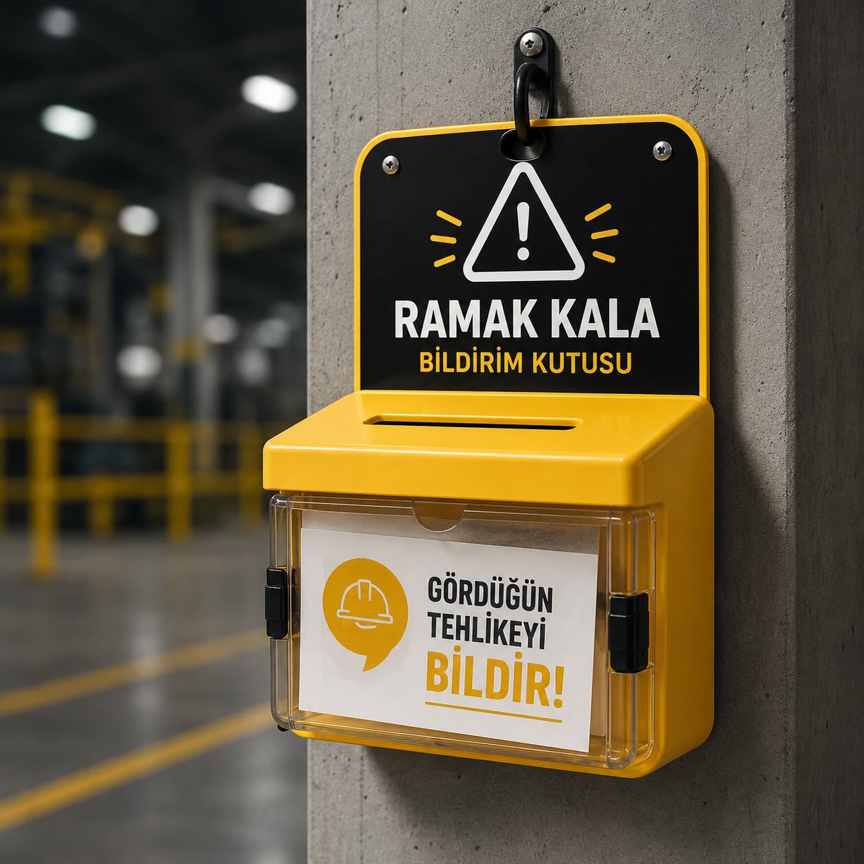 İş güvenliğinde tehlikelerin bildirilmesi için kullanılan ramak kala bildirim kutusu