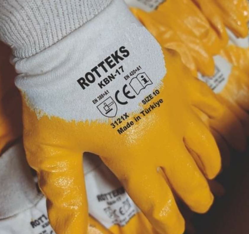 rotteks kbn-17 sarı nitril eldiven