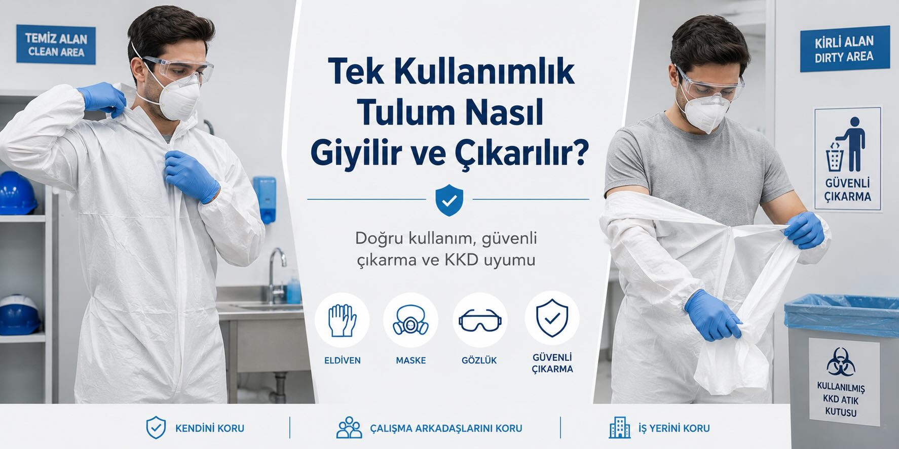 Tek kullanımlık tulum nasıl giyilir ve çıkarılır, güvenli KKD kullanımı