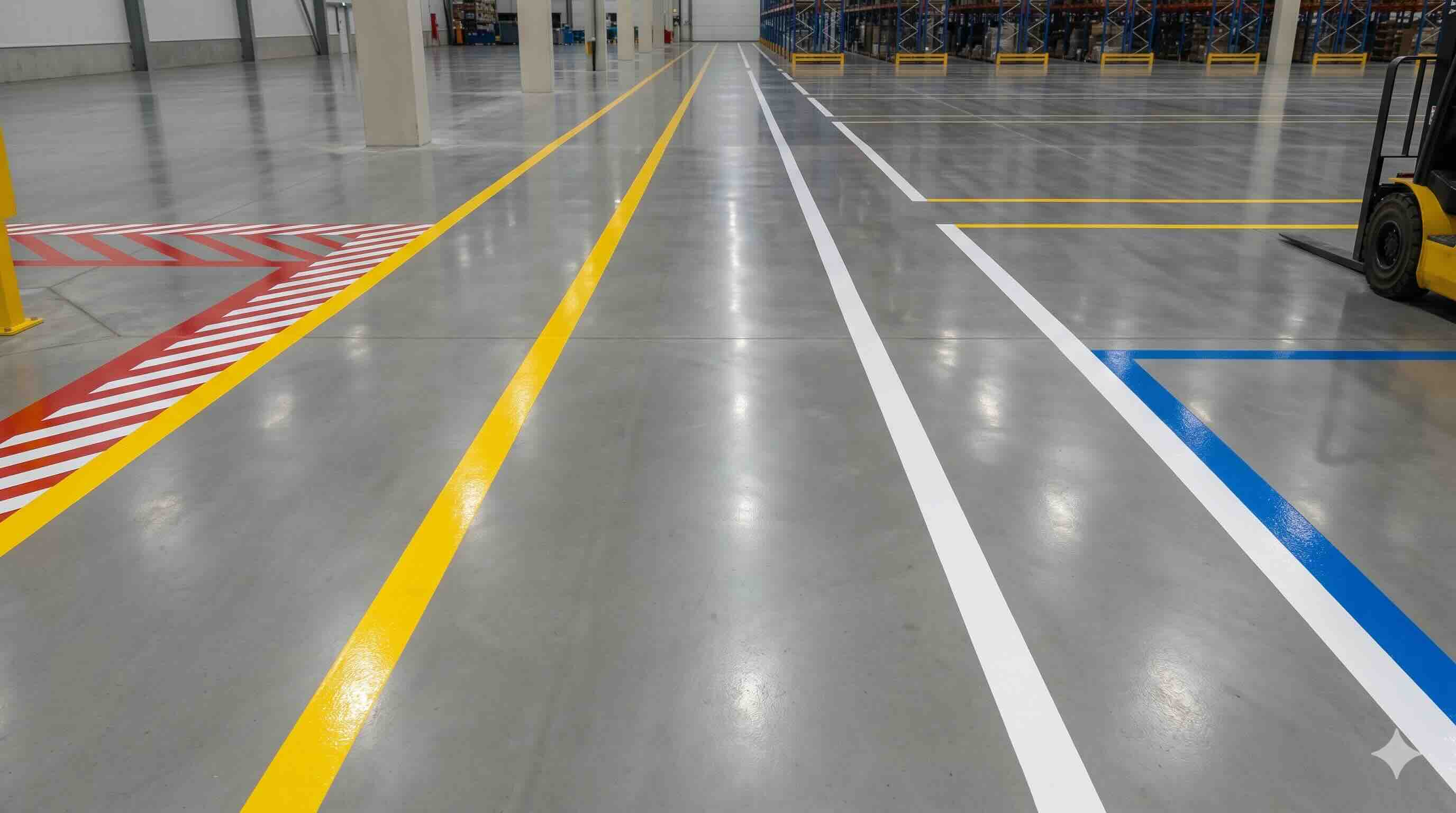 fabrika zemin çizgisi kaliteli uygulama temiz çizgiler