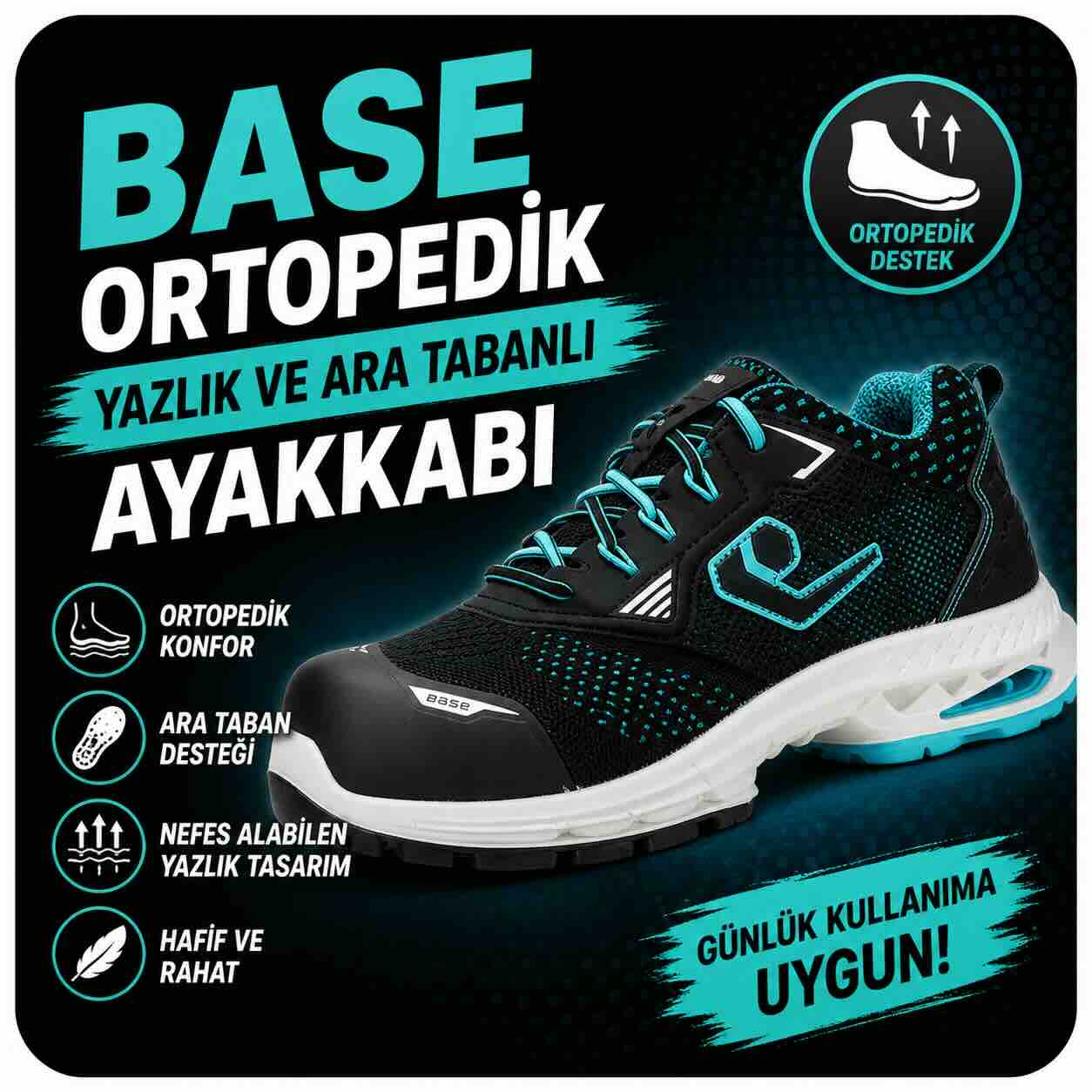  3.000₺ üzeri Sepette Base 1704C - Ortopedik Ara Tabanlı Ayakkabı : 3.499 ₺
Ayakkabıyı İncele - Konforu Yakala 