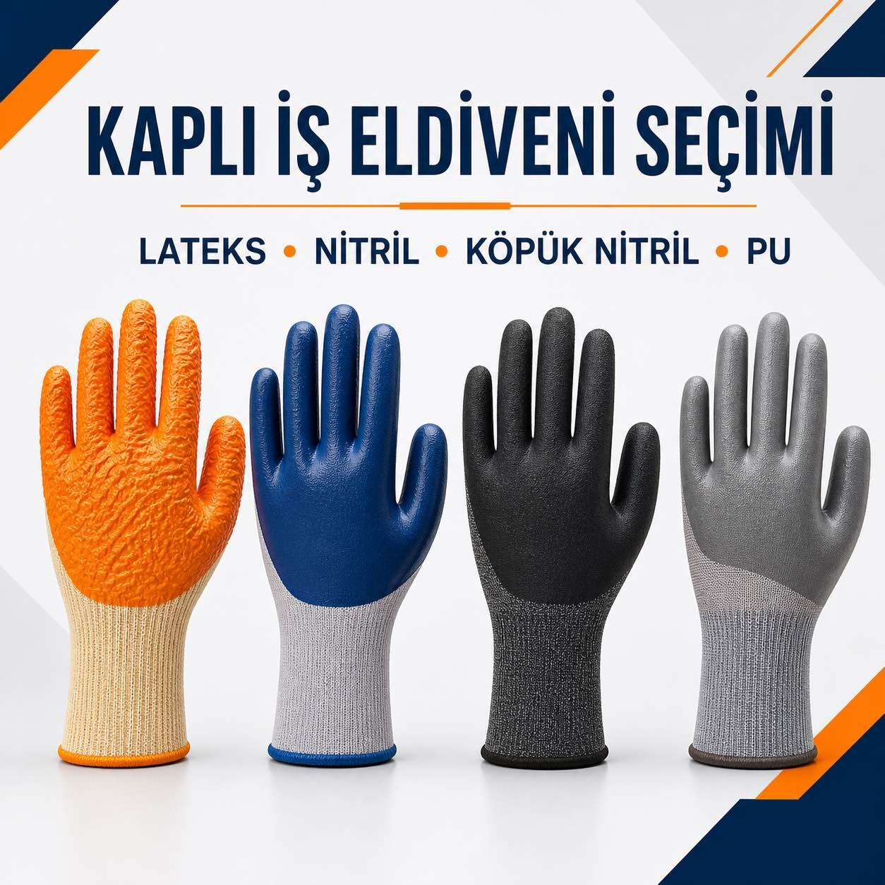 Kaplı İş Eldiveni Seçim Rehberi: Lateks, Nitril, Köpük Nitril ve PU Eldiven Farkları