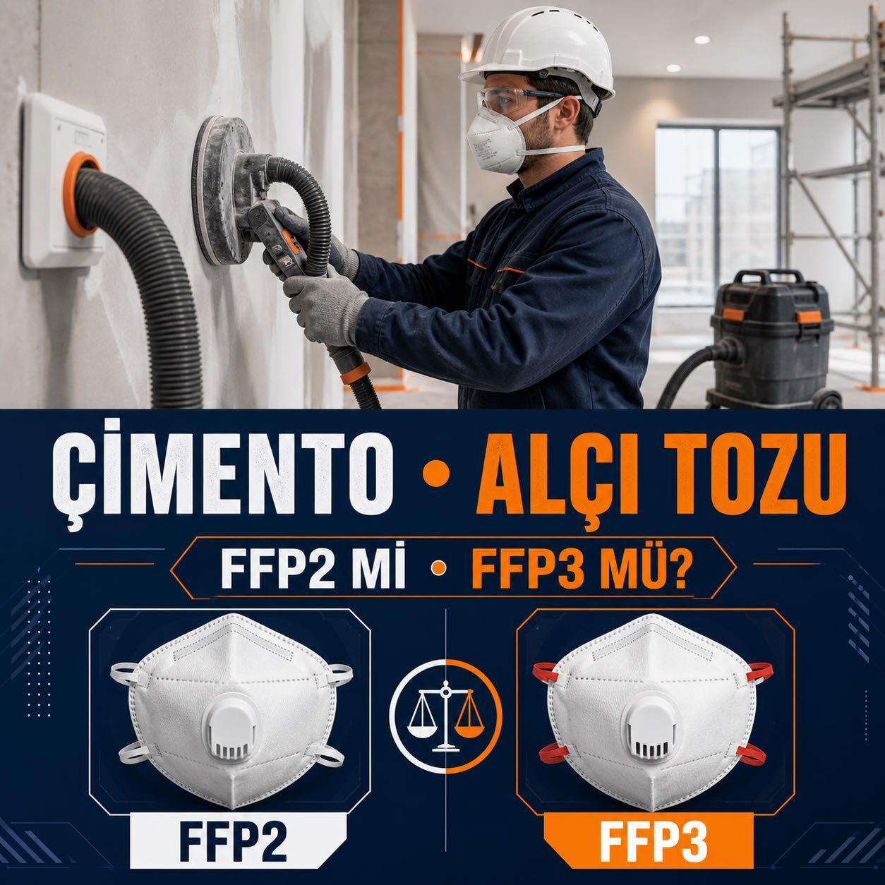 Çimento ve Alçı Tozu İçin Hangi Maske Kullanılır? FFP2–FFP3 Seçimi