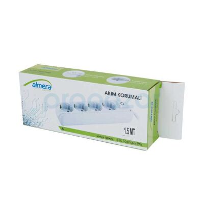 Almera 4'lü Akım Korumalı Anahtarlı Priz 1,5Mt. - 4