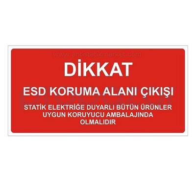 Antistatik ESD Çıkış Tabelası 15x30cm Türkçe IZ-TBL02 - 1