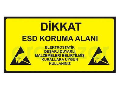 Antistatik ESD Koruma Alanı Tabelası 15x30cm TR IZ-TBL05 - 1