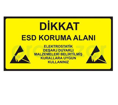 Antistatik ESD Koruma Alanı Tabelası 30x60cm TR IZ-TBL07 - 1