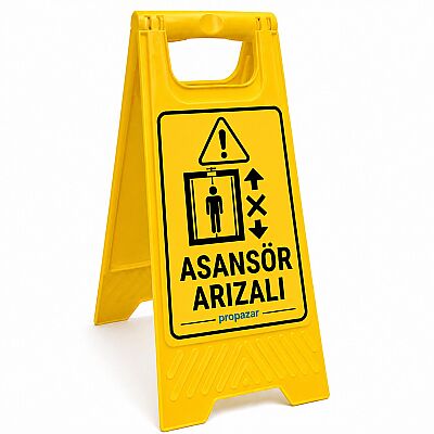 Asansör Arızalı Uyarı Stickerlı Kaygan Zemin Levhası - 1