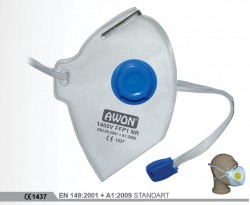 Awon 1400V FFP1 NR Ventilli Katlanabilir Toz Maskesi - 1