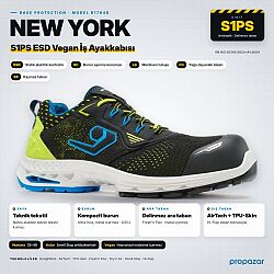 Base B1704D New York S1PS ESD SC LG FO SR Vegan İş Ayakkabısı - Base İş Ayakkabısı Modelleri ve Fiyatları