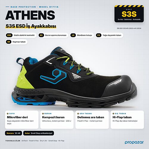 Base B1711A ATHENS S3S ESD Kompozit Burunlu İş Ayakkabısı - 1