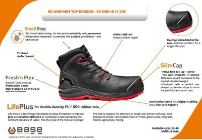 Base B0888 N Be-Uniform S3 HRO CI SRC Spor İş Ayakkabısı Botu - 2