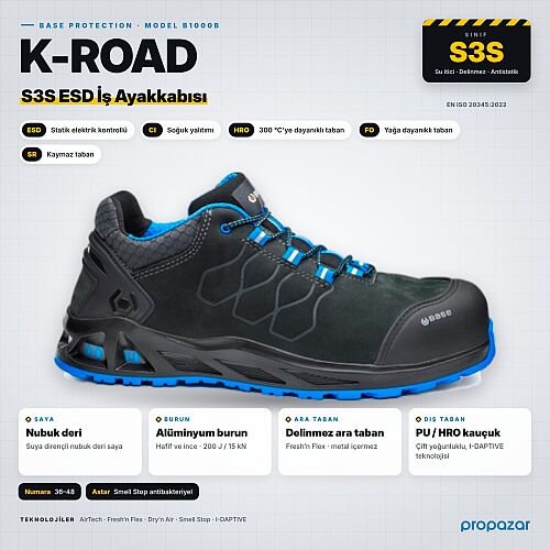 Base B1000B K-ROAD S3 HRO SRC Elektrikçi İş Ayakkabısı - 1
