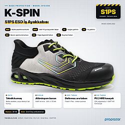 Base B1045B K-SPIN Fit&Go S1PS ESD HRO SC FO SR İş Ayakkabısı - 1