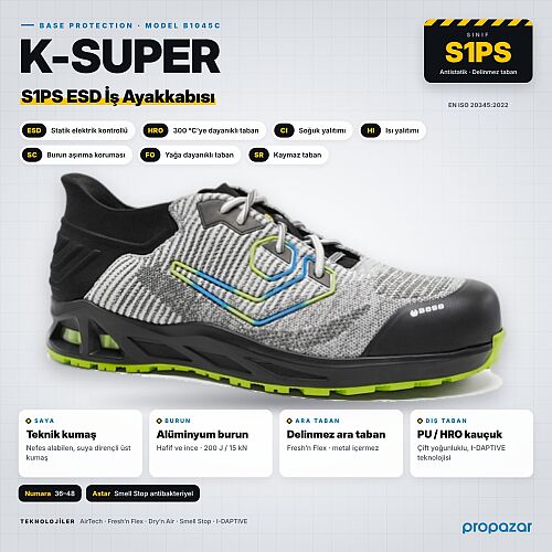 Base B1045C K-SUPER S1PS ESD HRO SC FO SR Ayakkabı - 1