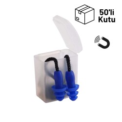 BBU EP700MD Metal Detectable Algılanabilir Kutulu Çam Tipi İpli Kulak Tıkacı 26dB 50'li Kutu - 1
