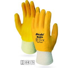 ​​​​Beybi KN25+ / EL-K2 Plus Pamuk Astarlı Tam Kaplı Siyah Nitril İş Eldiveni - Beybi İş Eldivenleri