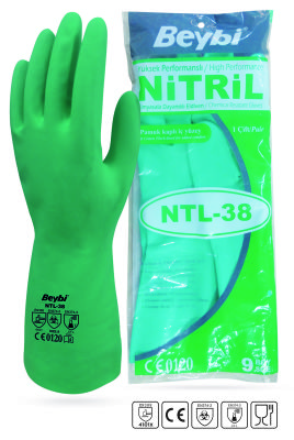 ​​​​​​​​​​​Beybi Korun NTL 38 Kimyasal Dirençli Nitril İş Eldiveni - 1