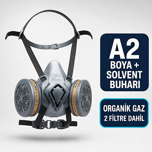 BLS 4000 Next R Boya ve Solvent Buharı Maskesi Seti – 2 Adet BLS 211 A2 Filtreli - 1