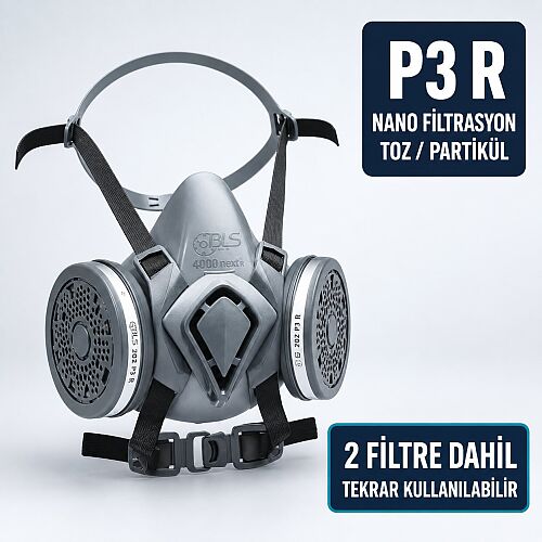 BLS 4000 Next R P3 Toz ve Partikül Maskesi Seti – BLS 202 Nano Filtreli - 1