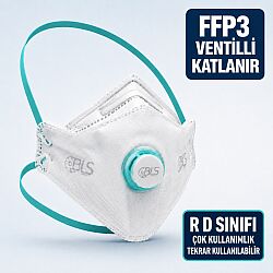 BLS Zer033 FFP3 R Ventilli Katlanır Toz Maskesi - Tekrar Kullanılabilir - Bls