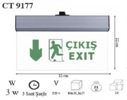 Cata CT9177 Exit Acil Çıkış Armatürü - Cata Fener & Kafa Lambası